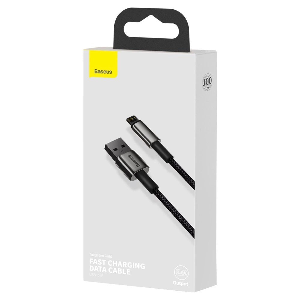 Gegevens- en oplaadkabel USB-A - Lightning Baseus Tungsten Gold, 20W, 1m, Zwart CALWJ-01