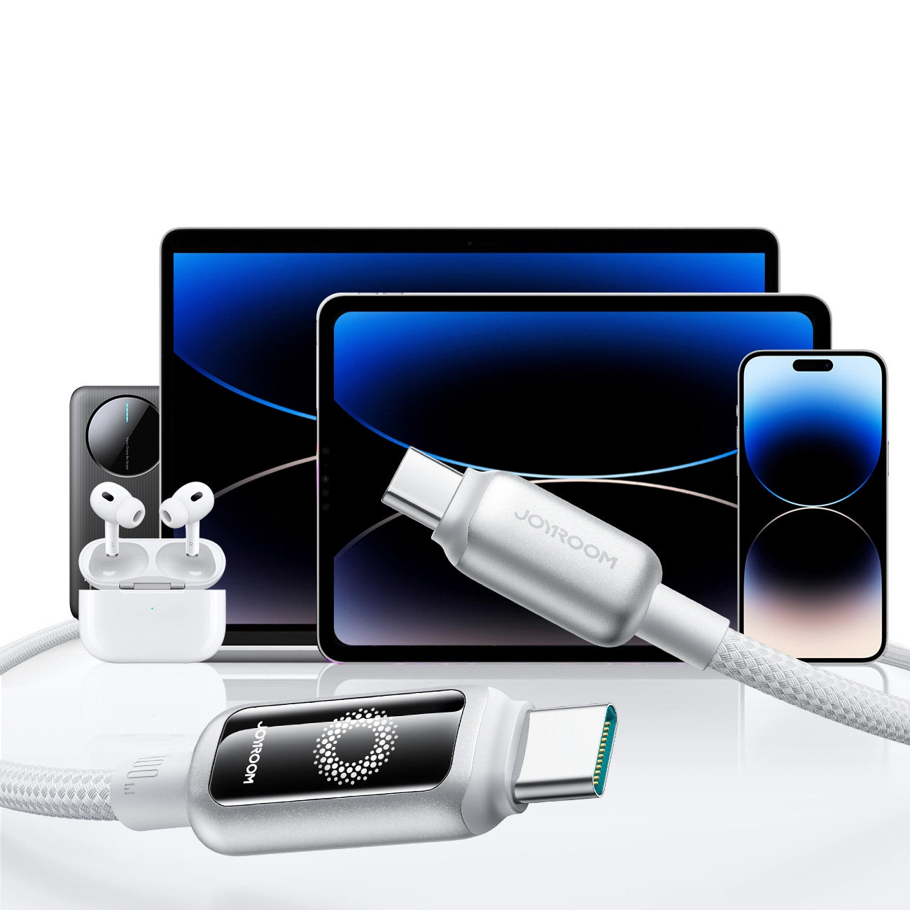 Câble de Données et de Charge USB-C - USB-C Joyroom S-A55 StarFlight Display, 100W, 1.2m, Blanc