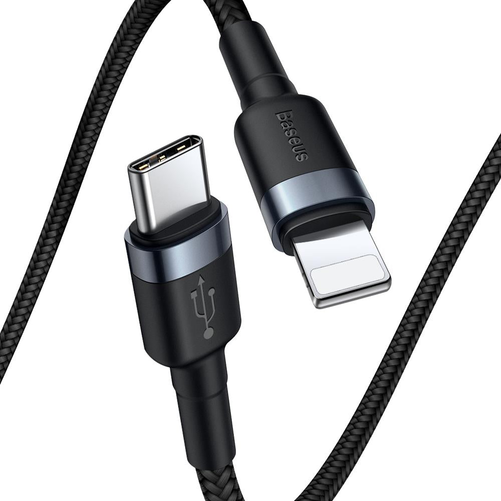Data- en oplaadkabel USB-C - Lightning Baseus Cafule, 18W, 1m, Grijs CATLKLF-G1 CATLKLF-G1