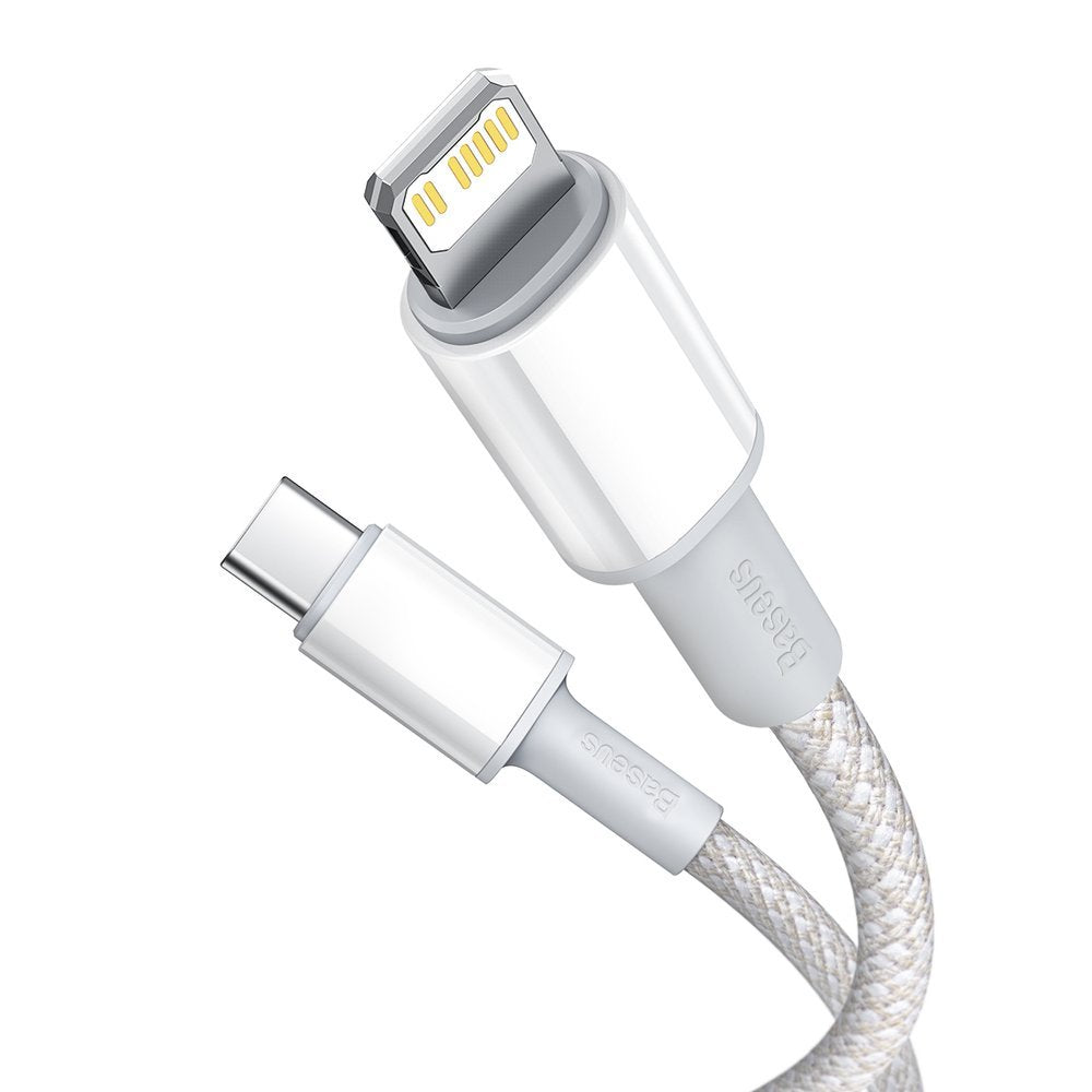 Câble de données et de charge USB-C - Lightning Baseus tressé haute densité, 20W, 1m, blanc CATLGD-02