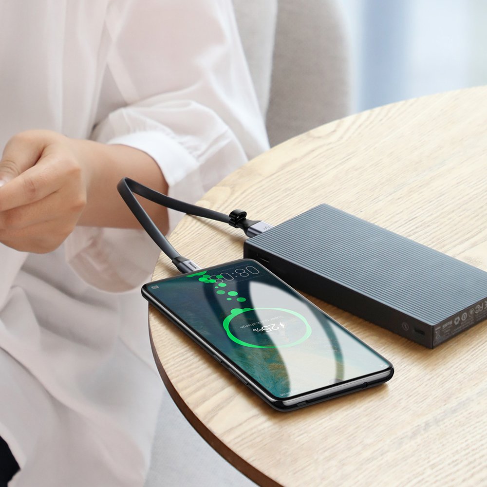 Câble de données et de charge USB-A - USB-C Baseus Simple, 40W, 0.23m, Gris CATMBJ-BG1