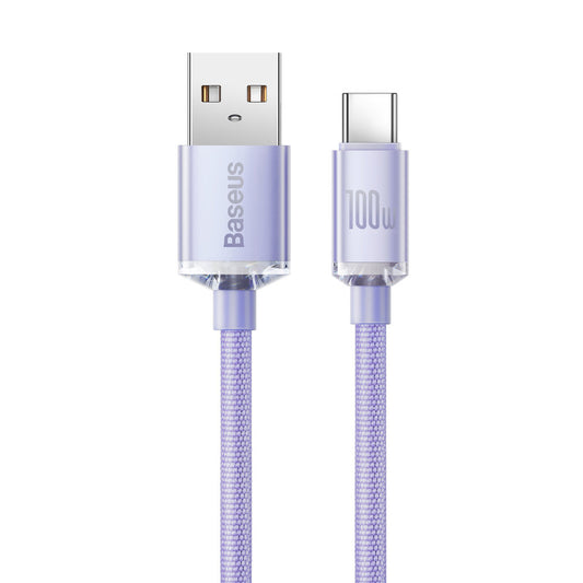 USB-A à USB-C Baseus Crystal Shine Series, 100W, 1.2m, Purple CAJY000405