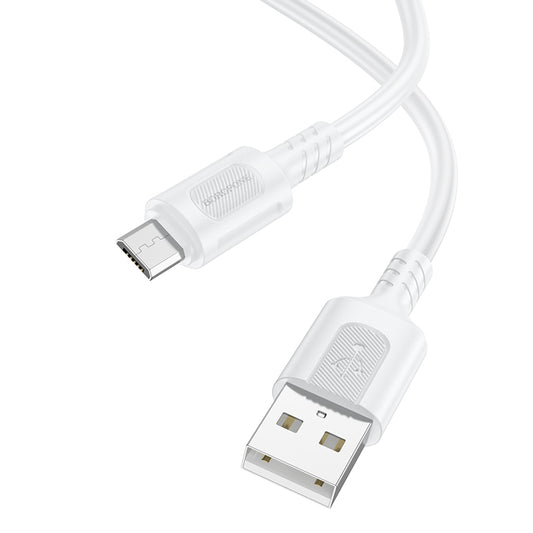 Data- en oplaadkabel USB-A - microUSB Borofone BX111 Feliz, 18W, 1m, Wit