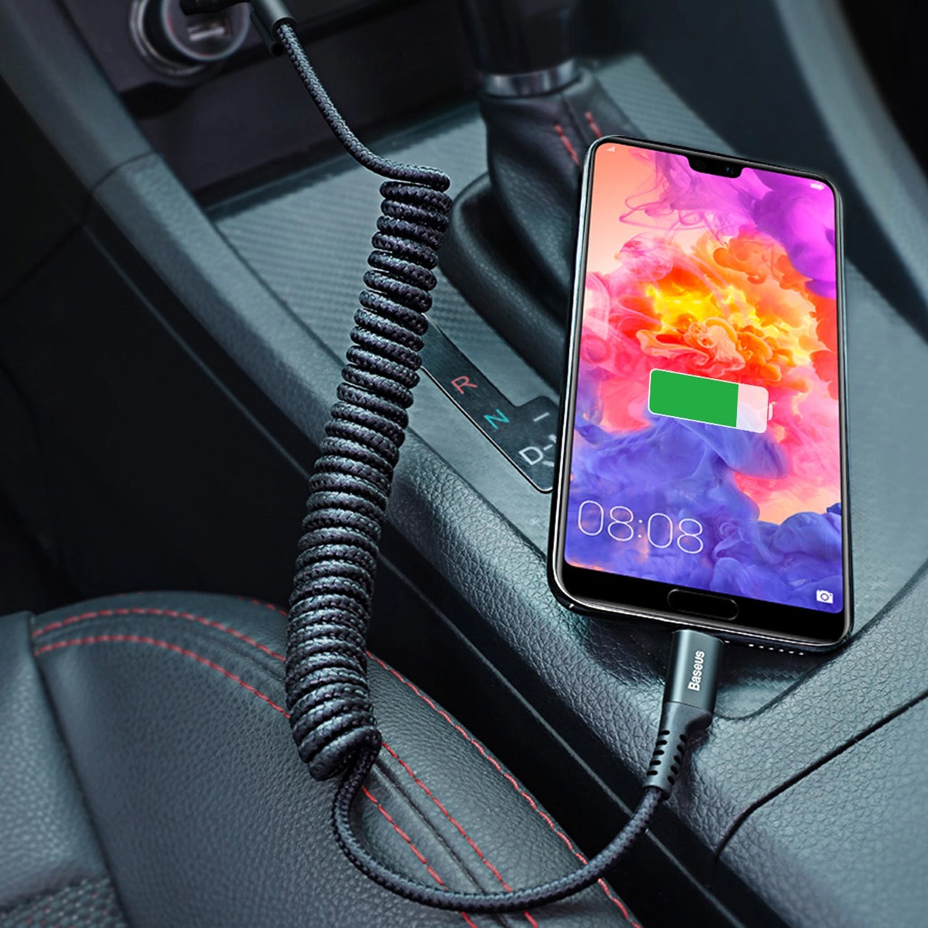 Câble de données et de charge USB-A - USB-C Baseus Fish Eye Spring, 18W, 1m, Noir CATSR-01 CATSR-01