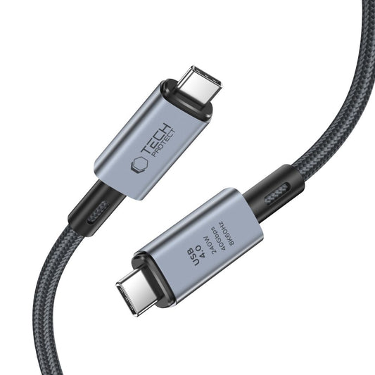 USB-C Data- en oplaadkabel - USB-C Tech-Protect Ultraboost Max, 240W, 2m, Grijs