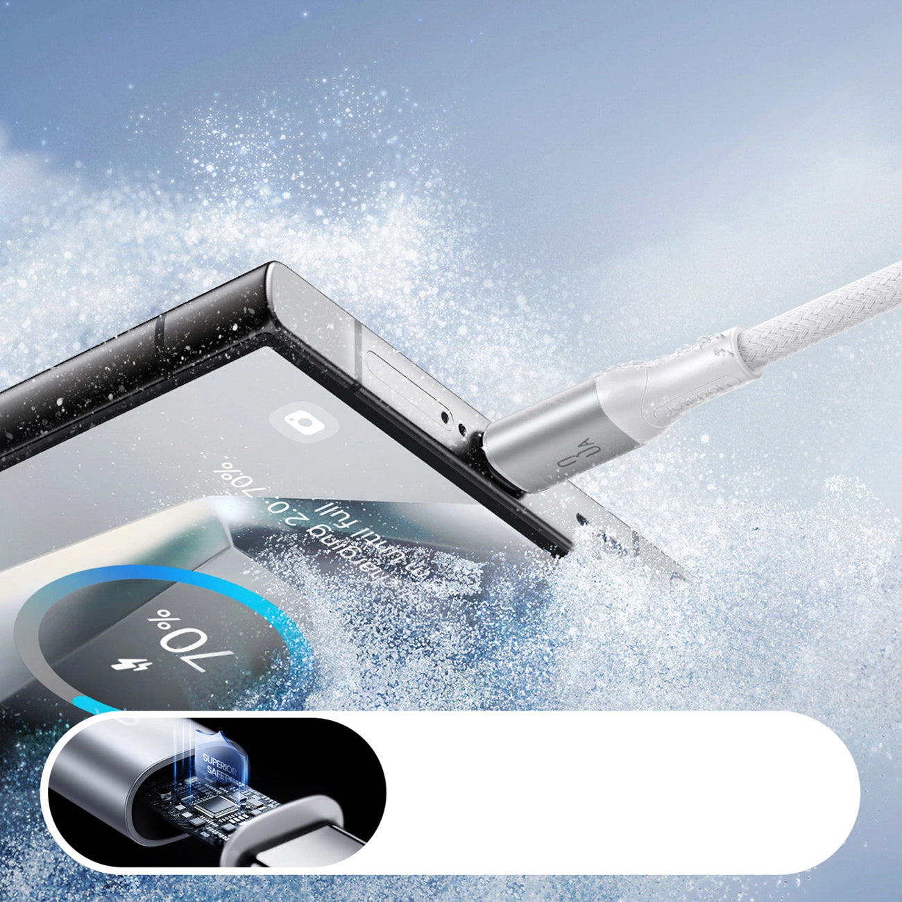 Câble de Données et de Charge USB-A - USB-C Joyroom S-A28 Flash, 30W, 2m, Blanc