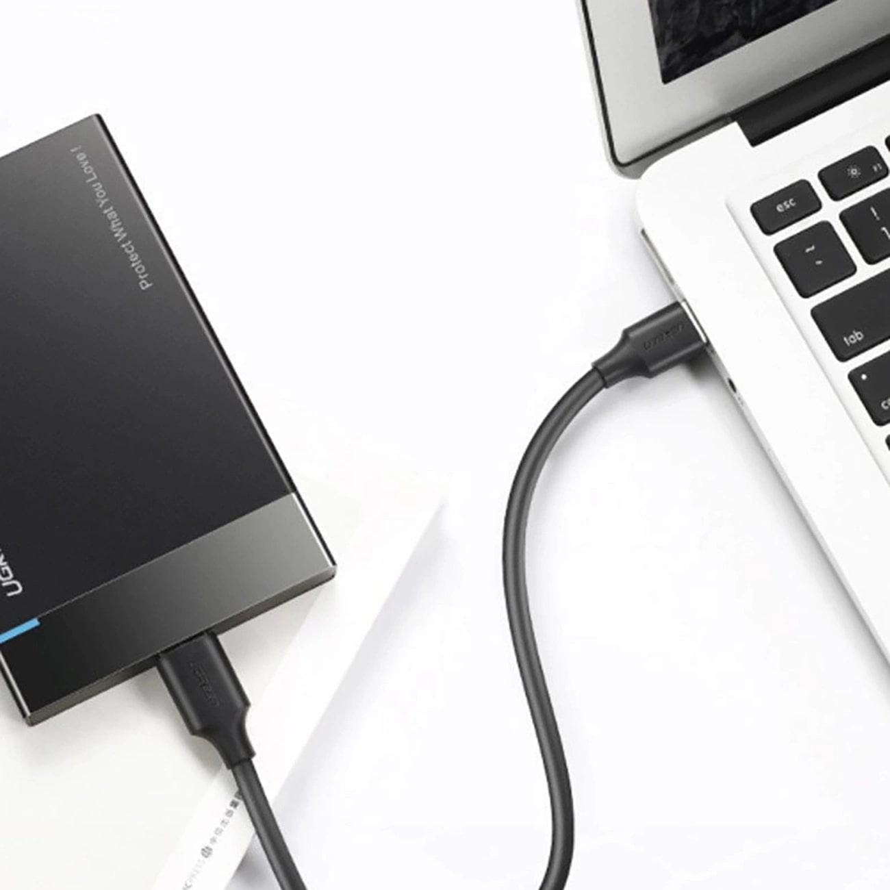 Câble de Données et de Charge USB-A - USB-C UGREEN US184, 18W, 0.5m, Noir