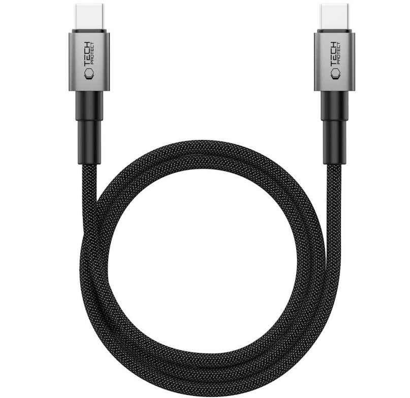 USB-C Data- en Oplaadkabel - USB-C Tech-Protect Ultraboost DNA MagTwist, 100W, 1m, Gri