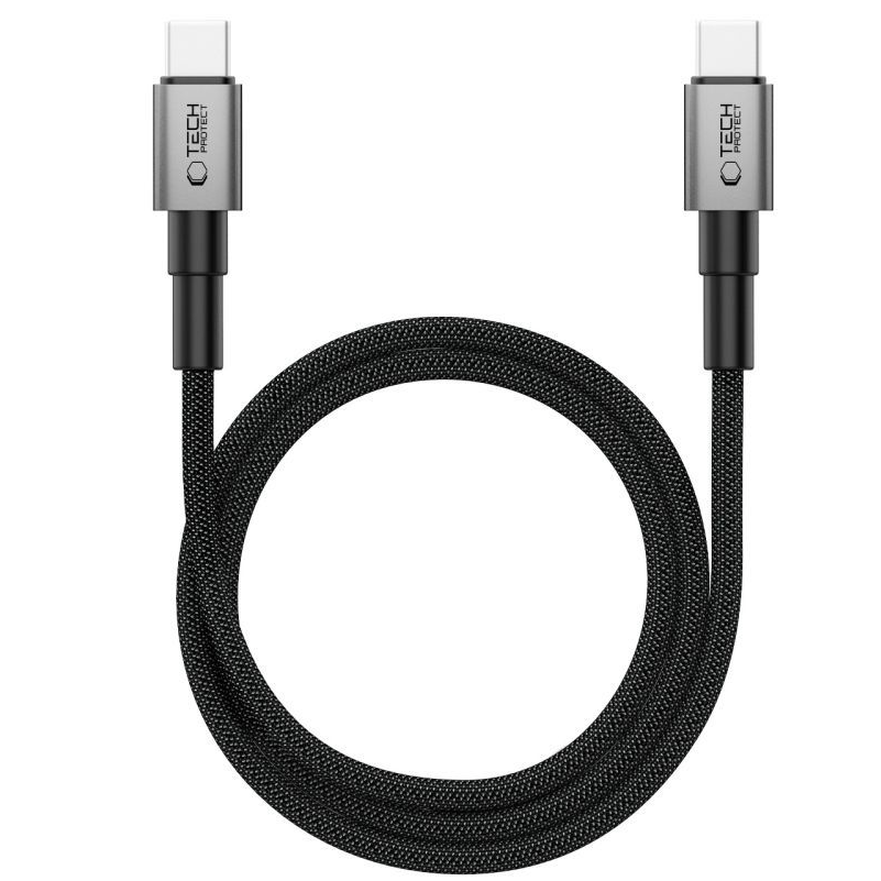 USB-C Data- en Oplaadkabel - USB-C Tech-Protect Ultraboost DNA MagTwist, 100W, 2m, Gri