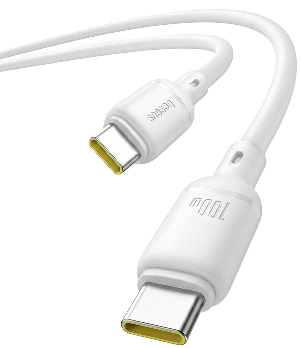 Câble de Données et de Charge USB-C - USB-C Baseus Silky, 100W, 1m, Blanc P10377704213-00
