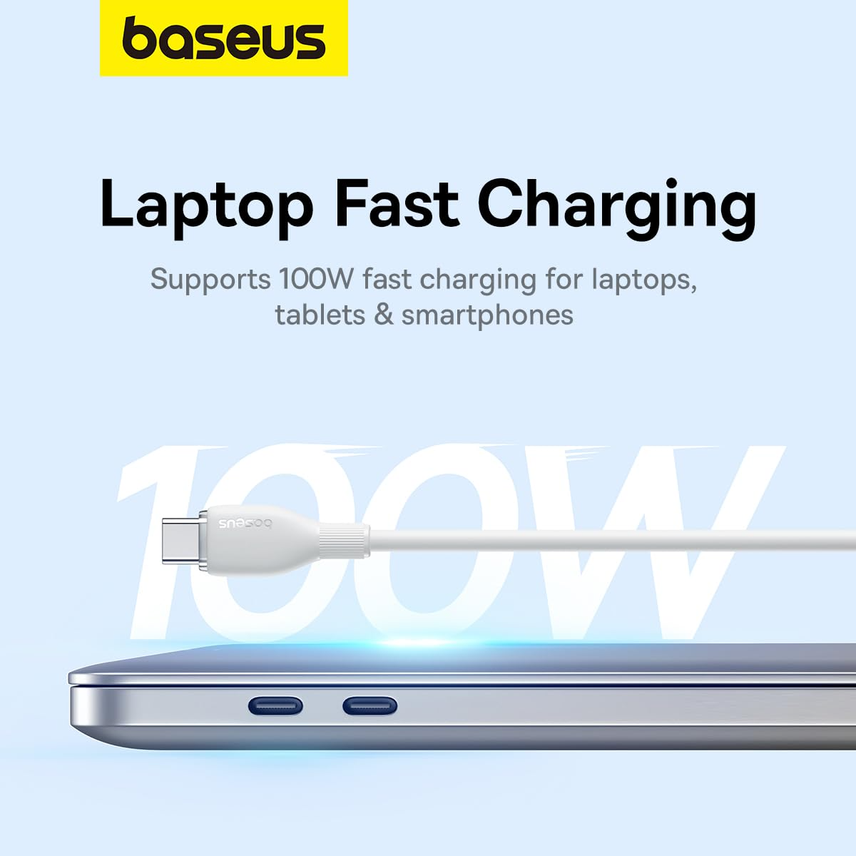Data- en Oplaadkabel USB-C - USB-C Baseus Pudding, 100W, 1.2m, Wit P10355702221-00