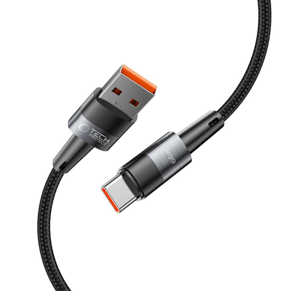 USB-A naar USB-C Data- en Oplaadkabel Tech-Protect Ultraboost, 66W, 0,5m, Grijs