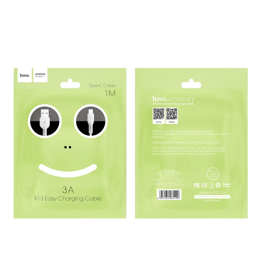 Data- en Oplaadkabel USB-A - USB-C HOCO X13 Easy, 18W, 1m, Zwart