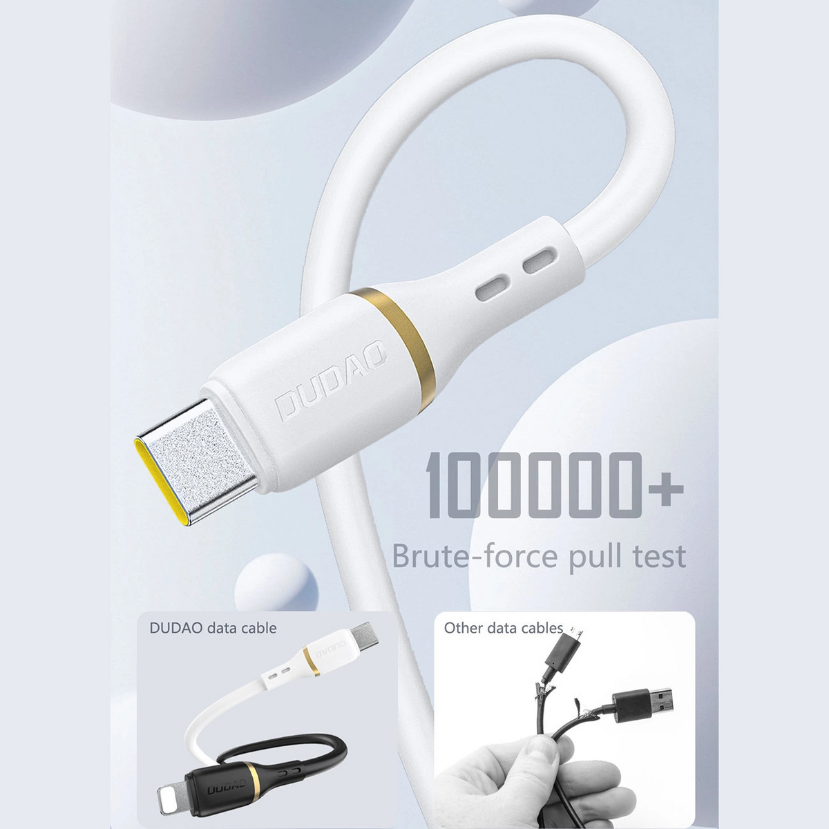USB-C Data- en Oplaadkabel - USB-C Dudao L25C, 30W, 1m, Wit
