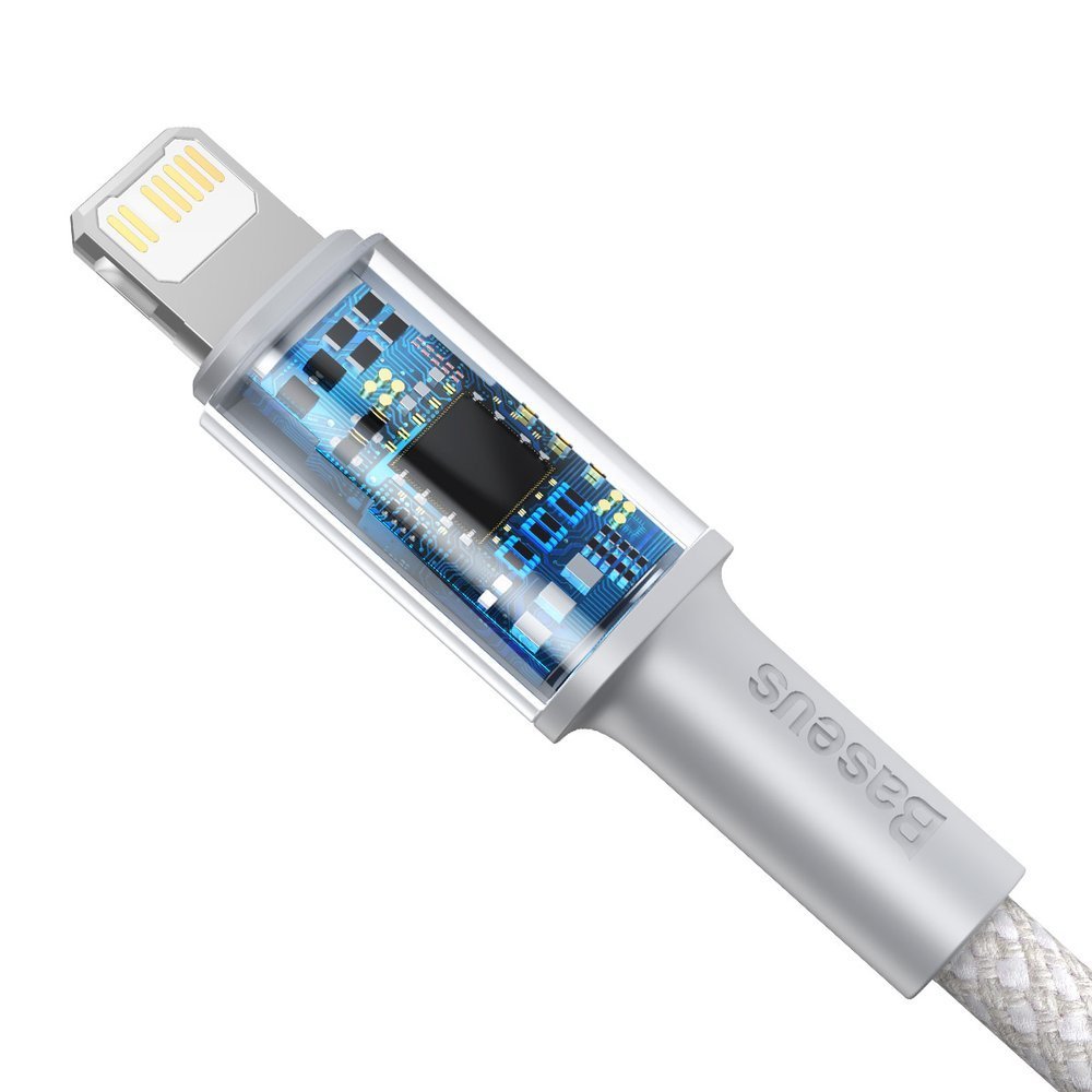 Câble de données et de charge USB-C - Lightning Baseus tressé haute densité, 20W, 1m, blanc CATLGD-02