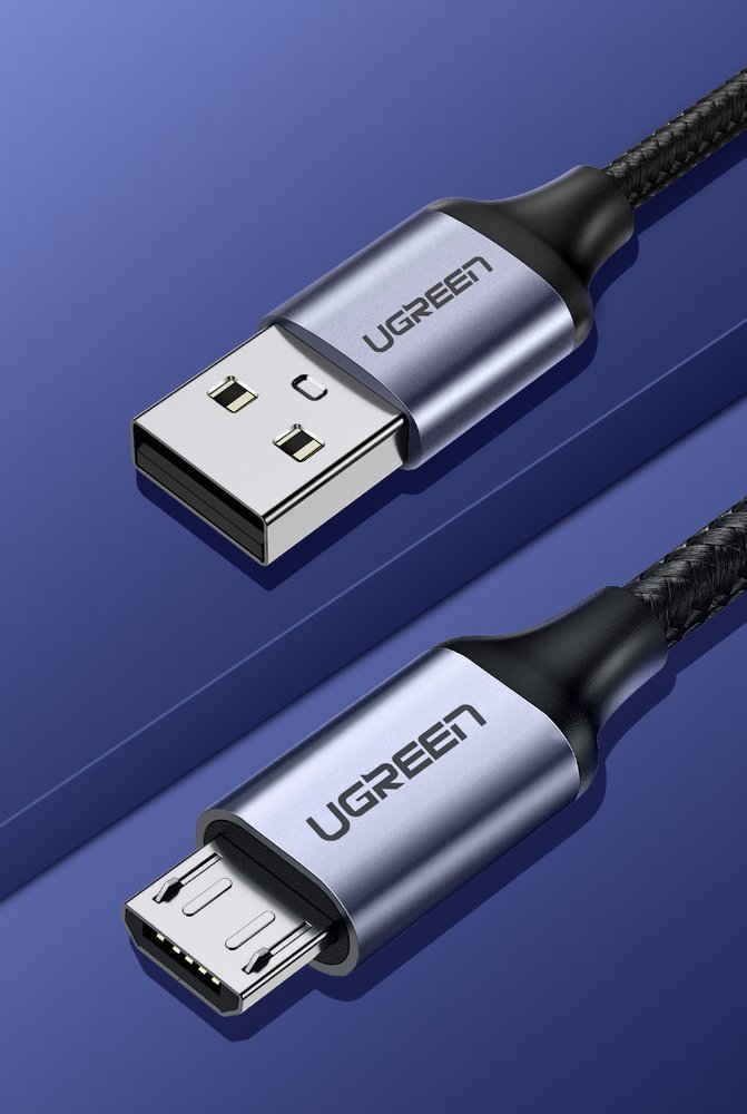 Câble de données et de charge USB-A - microUSB UGREEN US290, 18W, 2m, Noir