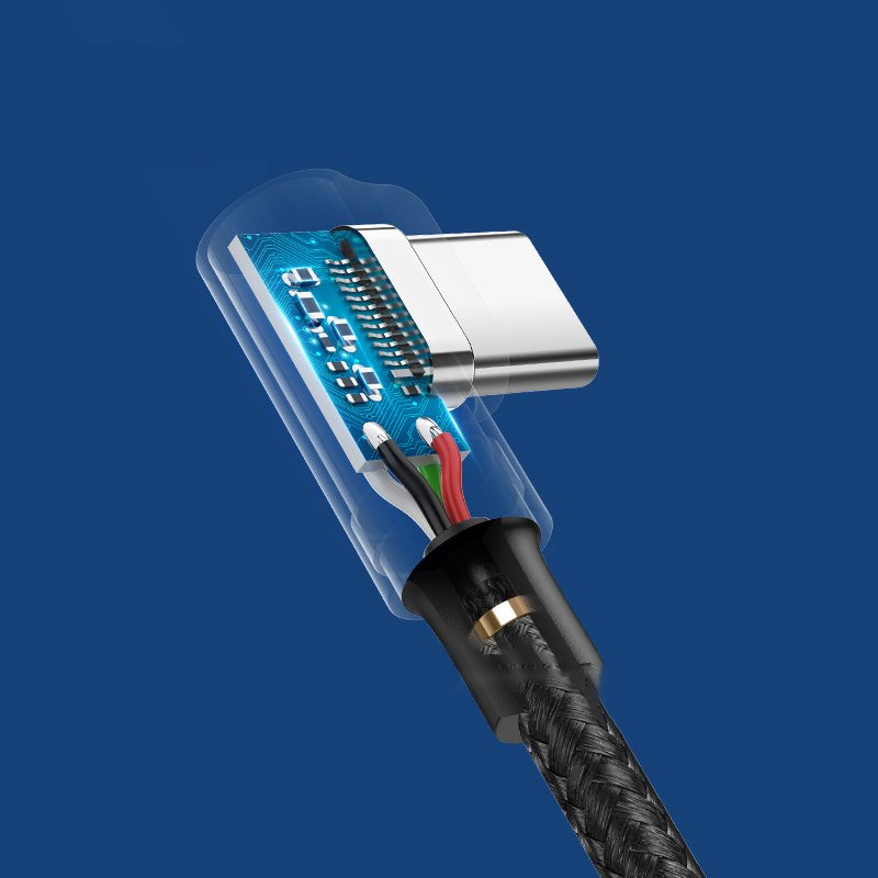 Data- en Oplaadkabel USB-A - USB-C UGREEN US176 Angled, 18W, 2m, Zwart