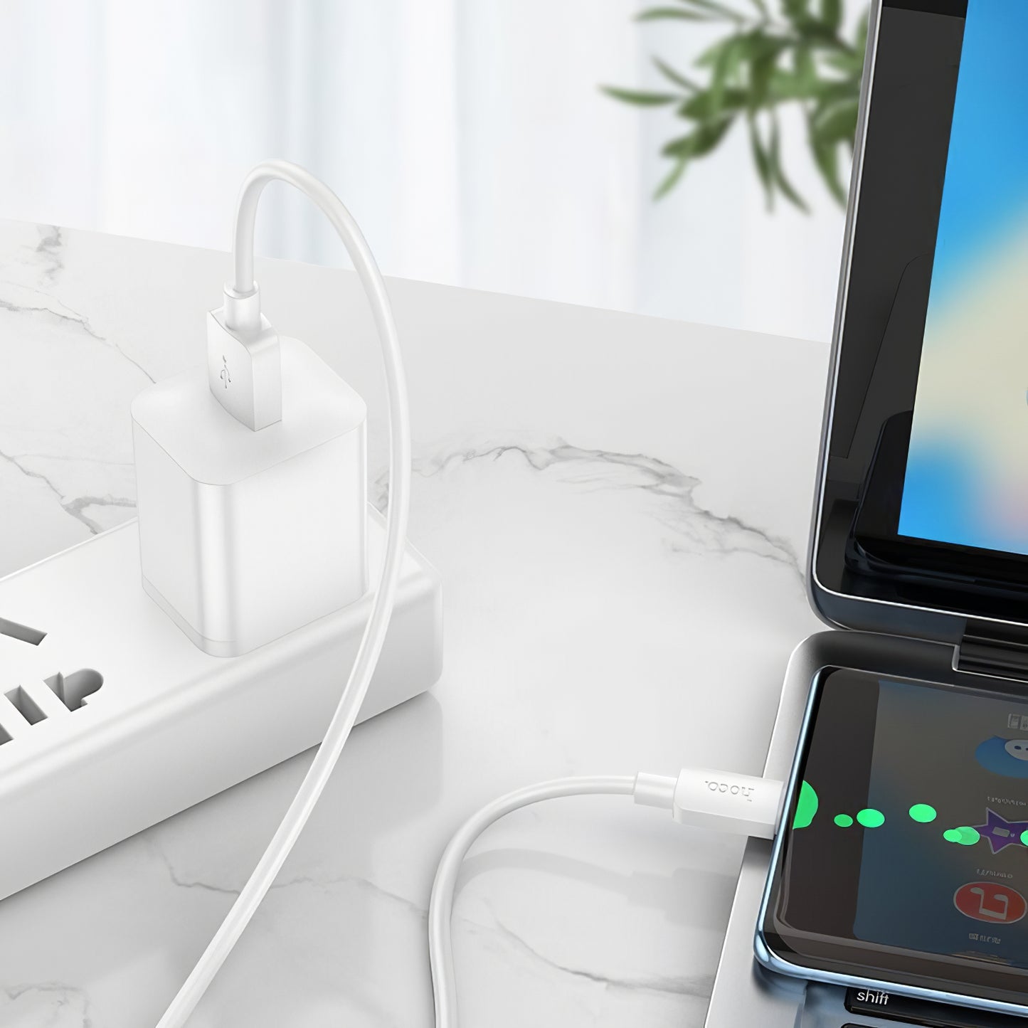 Câble de données et de charge USB-A - USB-C HOCO X96, 27W, 1m, Blanc