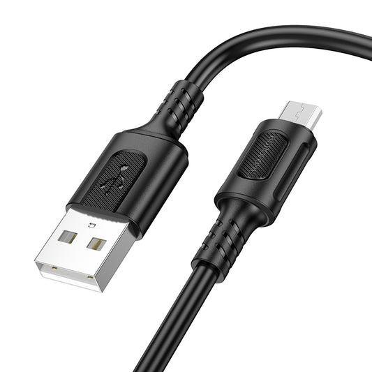 Data- en oplaadkabel USB-A - microUSB Borofone BX111 Feliz, 18W, 1m, Zwart