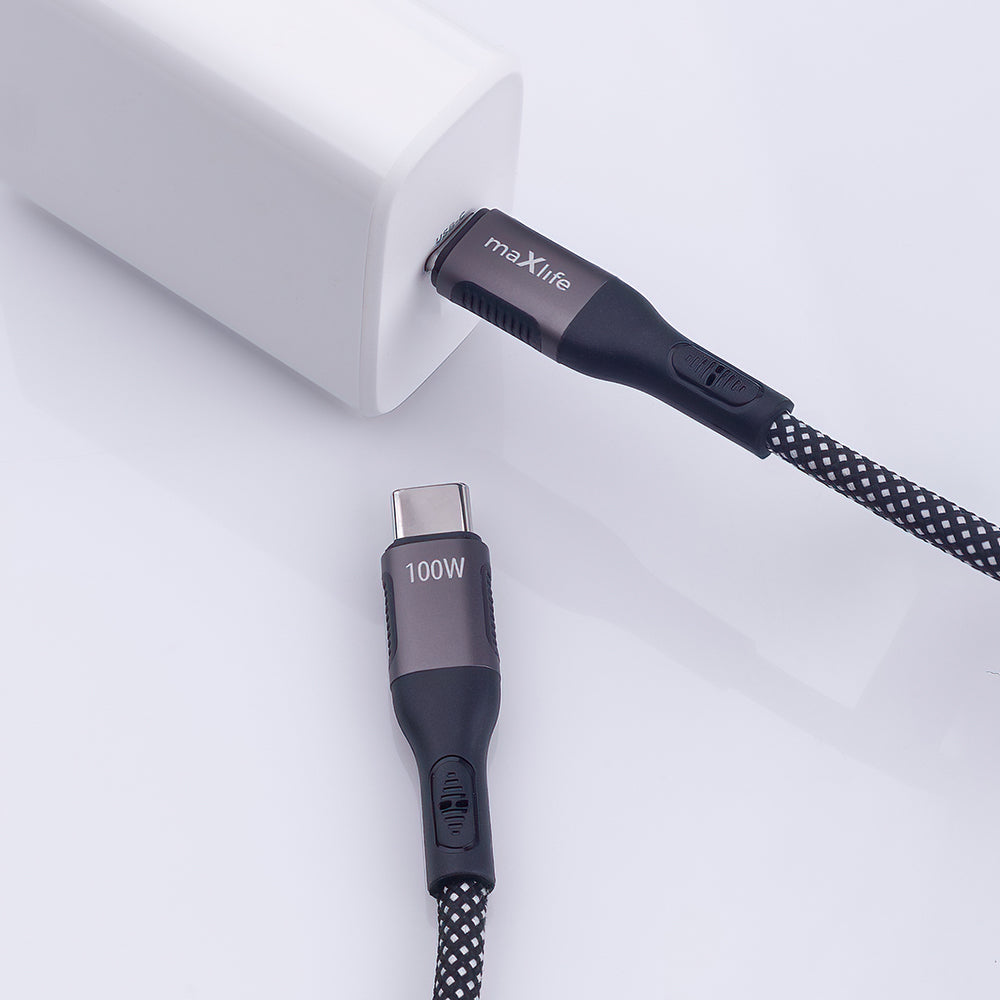 USB-C Data- en Oplaadkabel - USB-C MaXlife MXUC-11 Magnetisch, 100W, 1m, Zwart