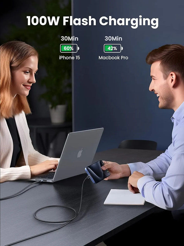 USB-C Data- en Oplaadkabel - USB-C UGREEN L512, 100W, 3m, Gri