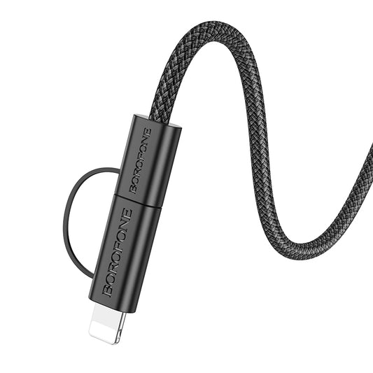 USB-C - Lightning / USB-C Borofone BX104 Primo 2in1 Data- en Oplaadkabel, 60W, 1m, Zwart