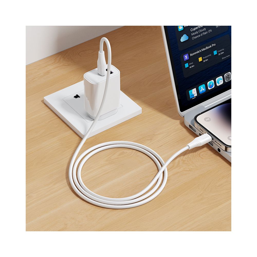 Data- en Oplaadkabel USB-C - Lightning HOCO X124, 27W, 1m, Wit