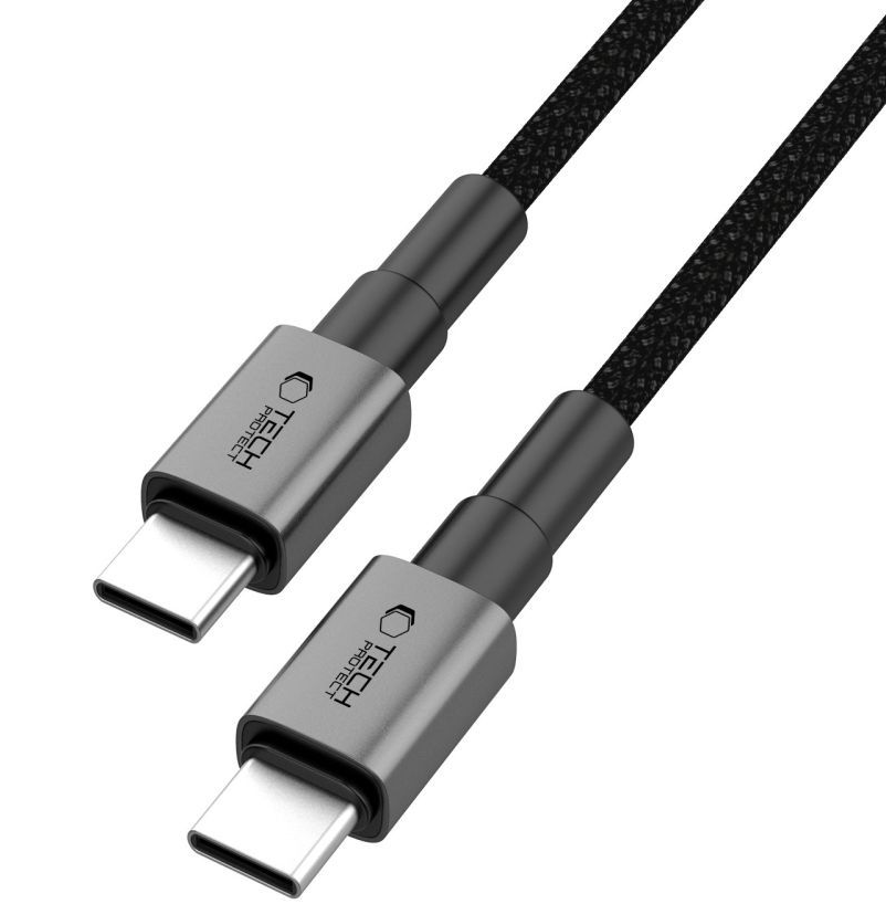 USB-C Data- en Oplaadkabel - USB-C Tech-Protect Ultraboost DNA MagTwist, 100W, 1m, Gri