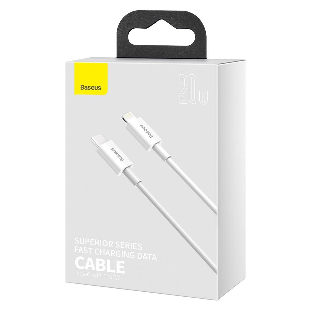 Câble de données et de charge USB-C - Lightning Baseus Superior Series, 20W, 0,25m, blanc CATLYS-02