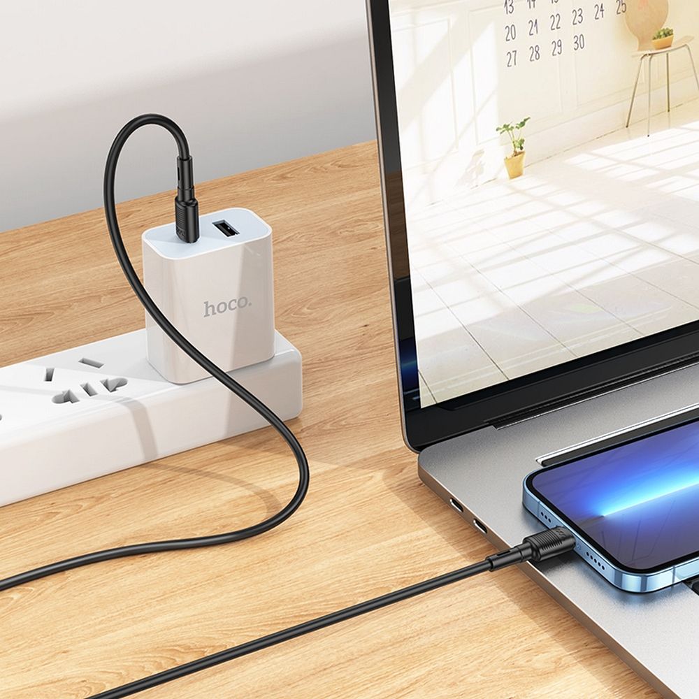 HOCO X83 Victory Câble de données et de charge USB-C - Lightning, 20W, 1m, noir