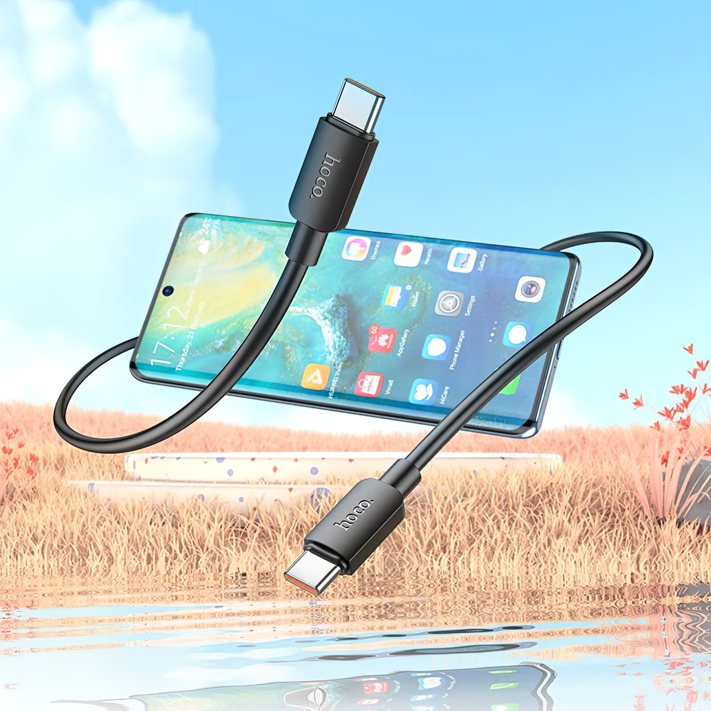 USB-C Data- en Oplaadkabel - USB-C HOCO X96, 100W, 1m, Zwart