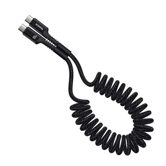 USB-C - USB-C Data- en Oplaadkabel Baseus Fish Eye Spring, 100W, 1m, Zwart P10320203111-00