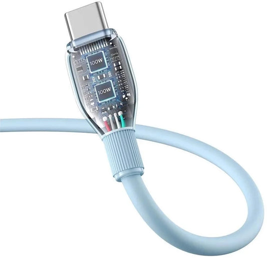 Baseus Pudding USB-A to USB-C Data and Charging Cable, 100W, 2m, Blue P10355703311-01