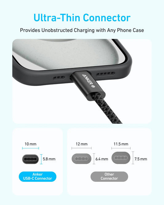 USB-C Data- en Oplaadkabel - USB-C Anker Zolo, 240W, 1m, Zwart A8060H11