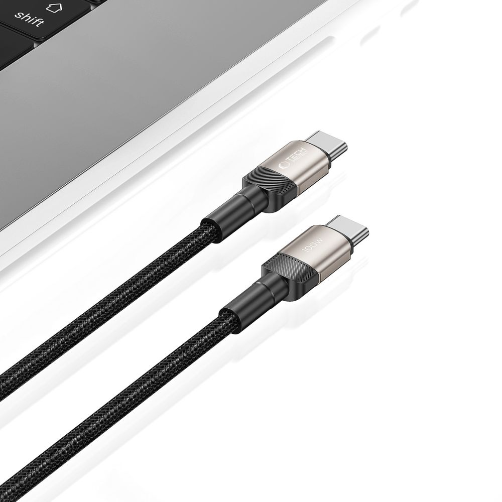 USB-C Data- en Oplaadkabel - USB-C Tech-Protect Ultraboost EVO, 100W, 1m, Zilver