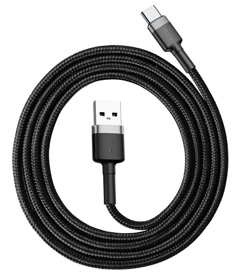 Data- en Oplaadkabel USB-A - USB-C Baseus Cafule, 60W, 1m, Grijs CATKLF-BG1