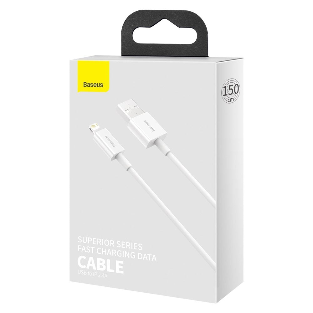 Câble de données et de chargement USB-A - Lightning Baseus Superior Series, 20W, 1.5m, blanc CALYS-B02
