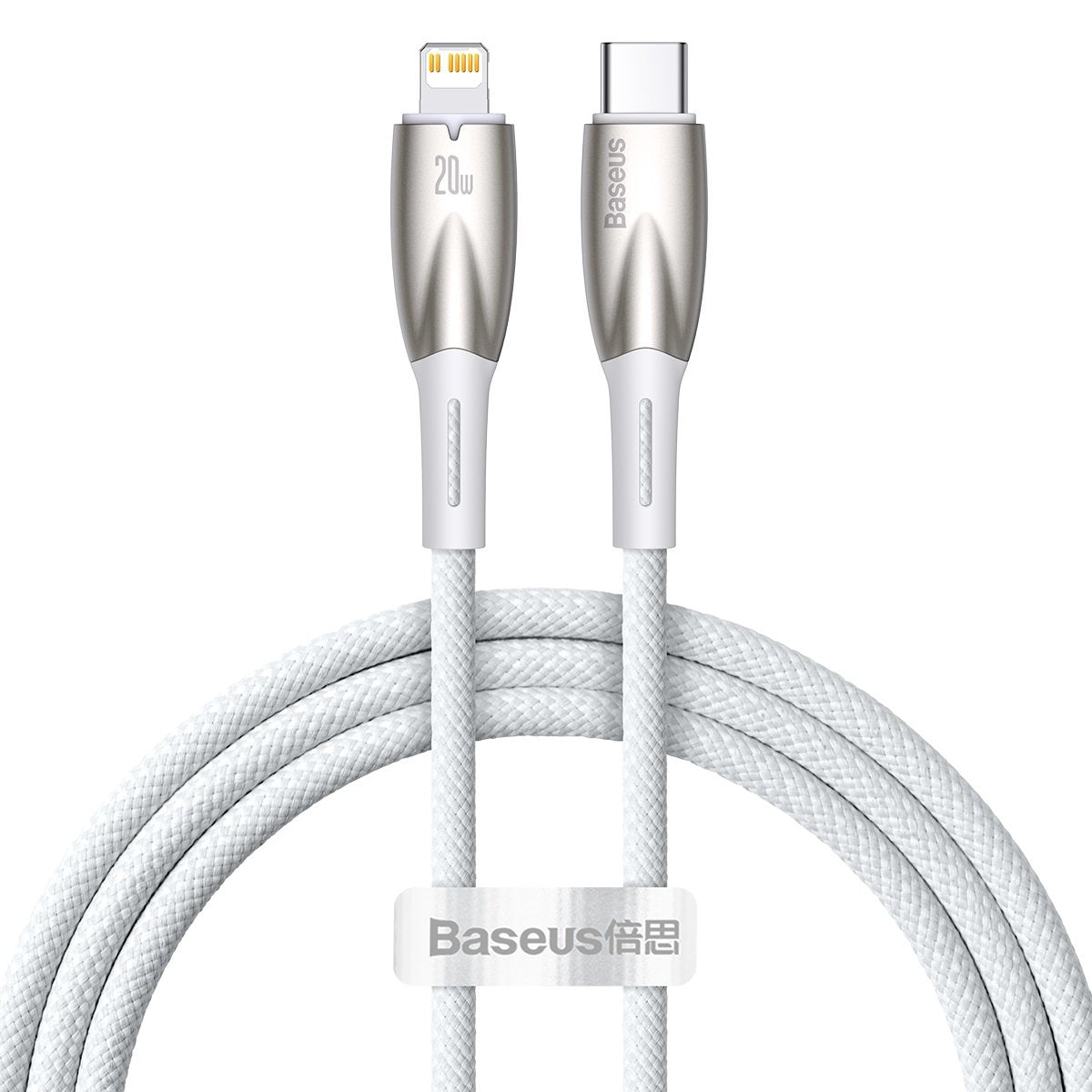 Baseus Glimmer Series Câble de données et de charge USB-C - Lightning, 20W, 1m, blanc CADH000002