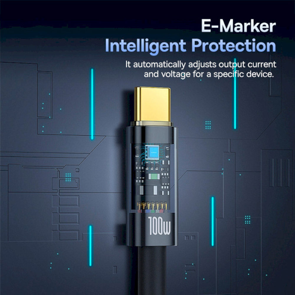 USB-C Data en Oplaadkabel - USB-C Baseus Explorer, 100W, 1m, Zwart P10319703111-00
