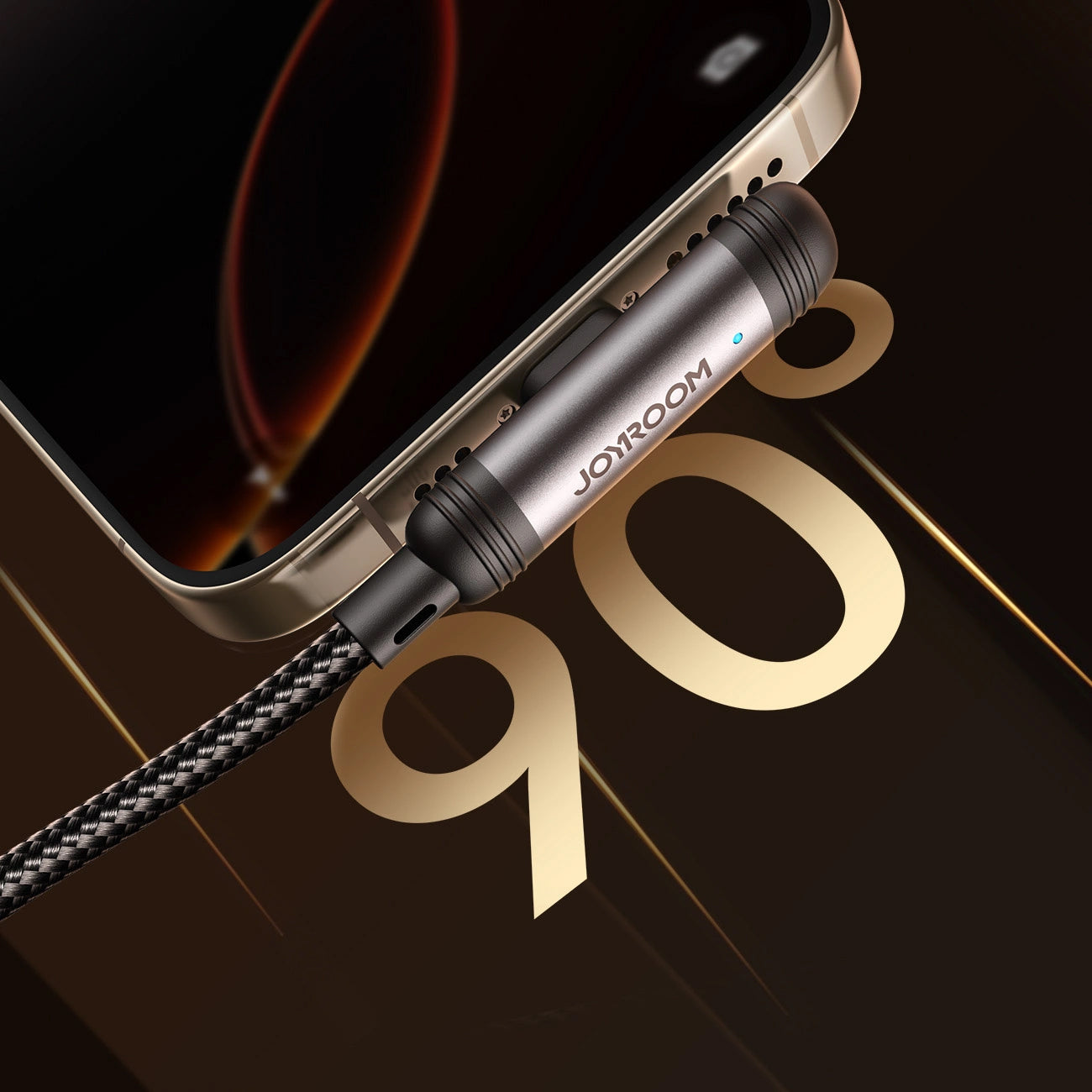 USB-C - Lightning Data- en Oplaadkabel Joyroom S-A56 EnjoyX Angled, 30W, 1.2m, Zwart