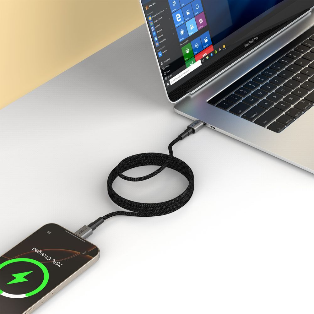 USB-C Data- en Oplaadkabel - USB-C Tech-Protect Ultraboost DNA MagTwist, 100W, 2m, Gri