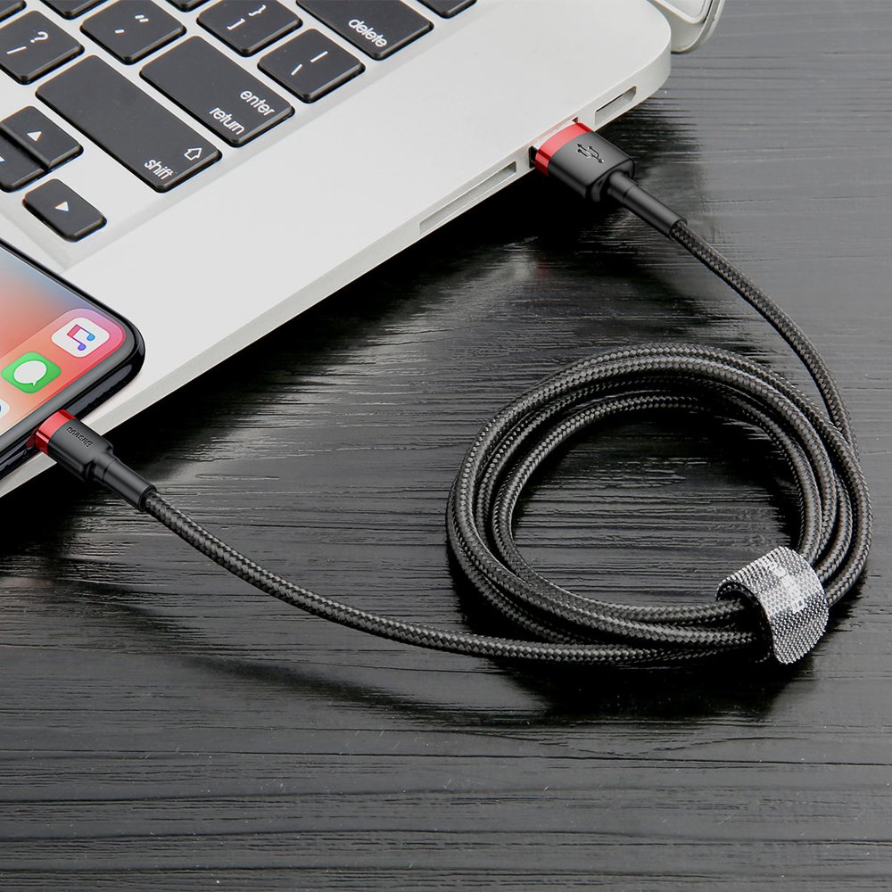 Câble de Données et de Charge USB-A - Lightning Baseus Cafule, 18W, 0.5m, Rouge CALKLF-A19