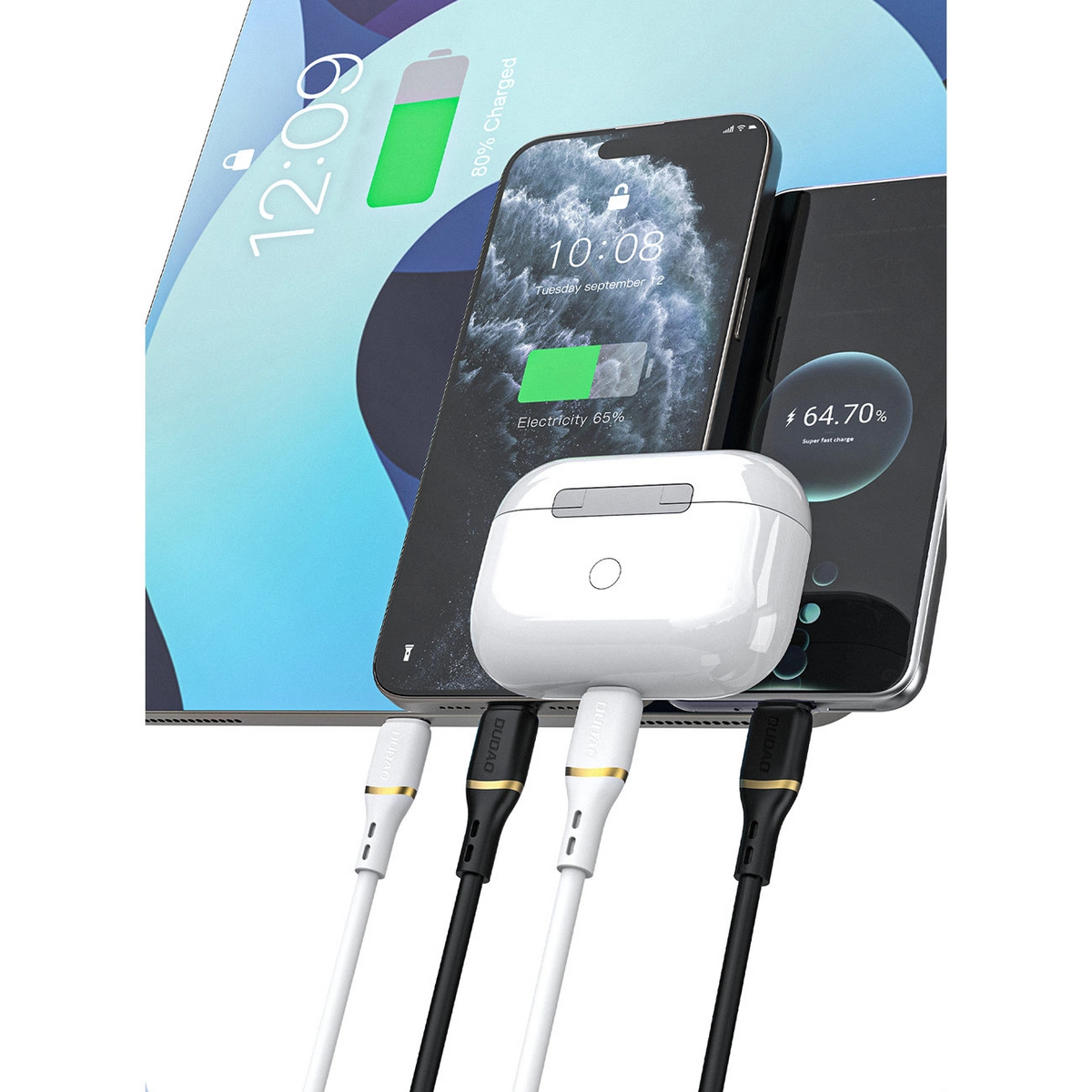USB-C Data- en Oplaadkabel - USB-C Dudao L25C, 30W, 1m, Wit