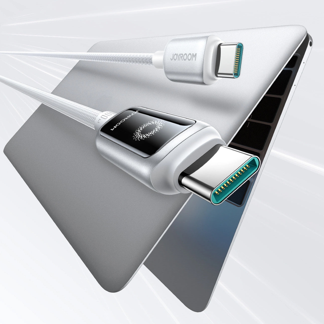 Câble de Données et de Charge USB-C - USB-C Joyroom S-A55 StarFlight Display, 100W, 1.2m, Blanc