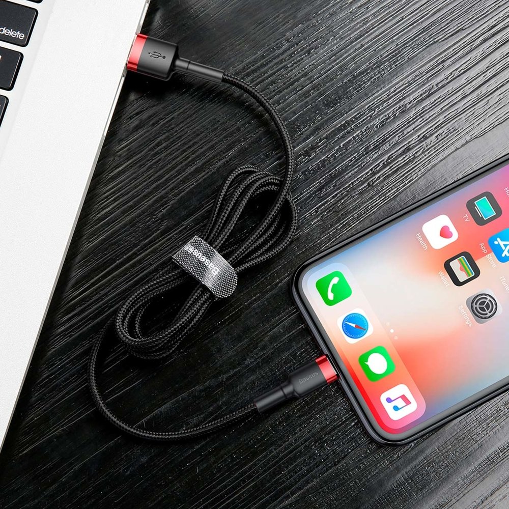 Câble de Données et de Charge USB-A - Lightning Baseus Cafule, 18W, 0.5m, Rouge CALKLF-A19