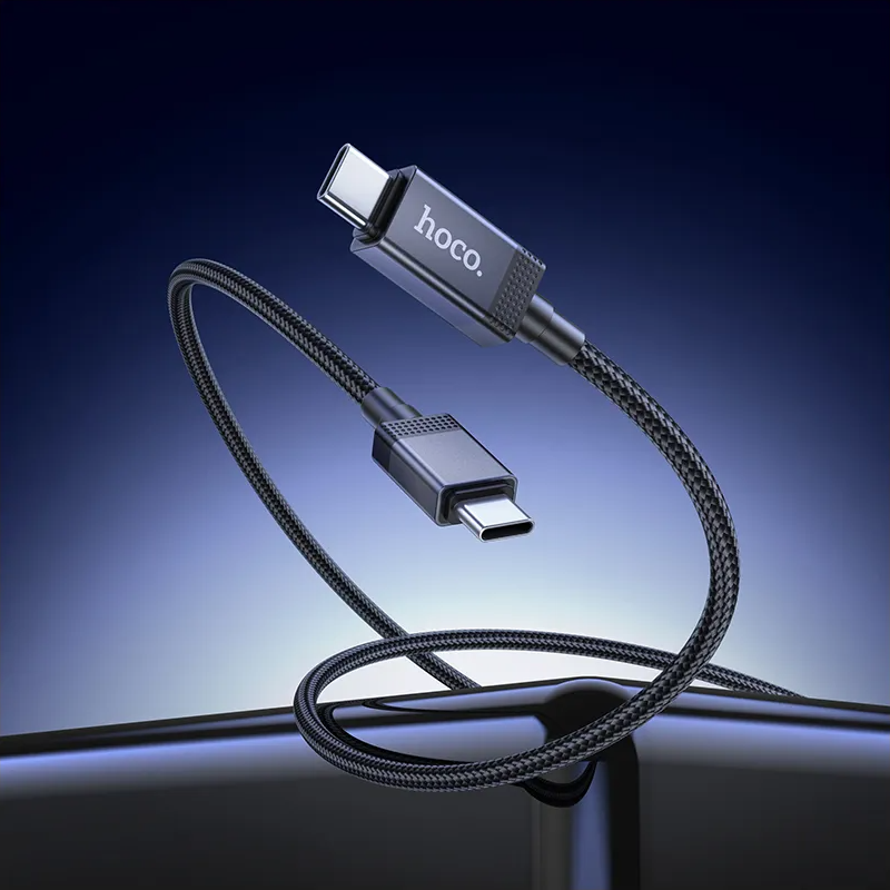 Câble de Données et de Charge USB-C - USB-C HOCO X118 Display, 60W, 1m, Noir