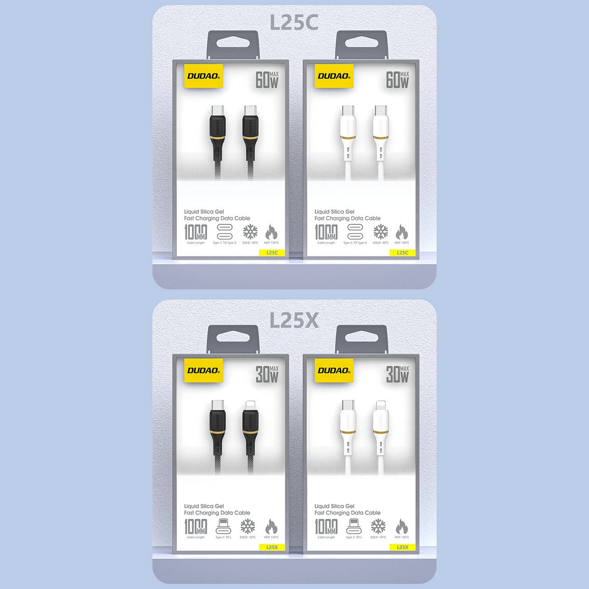 USB-C Data- en Oplaadkabel - USB-C Dudao L25C, 30W, 1m, Wit