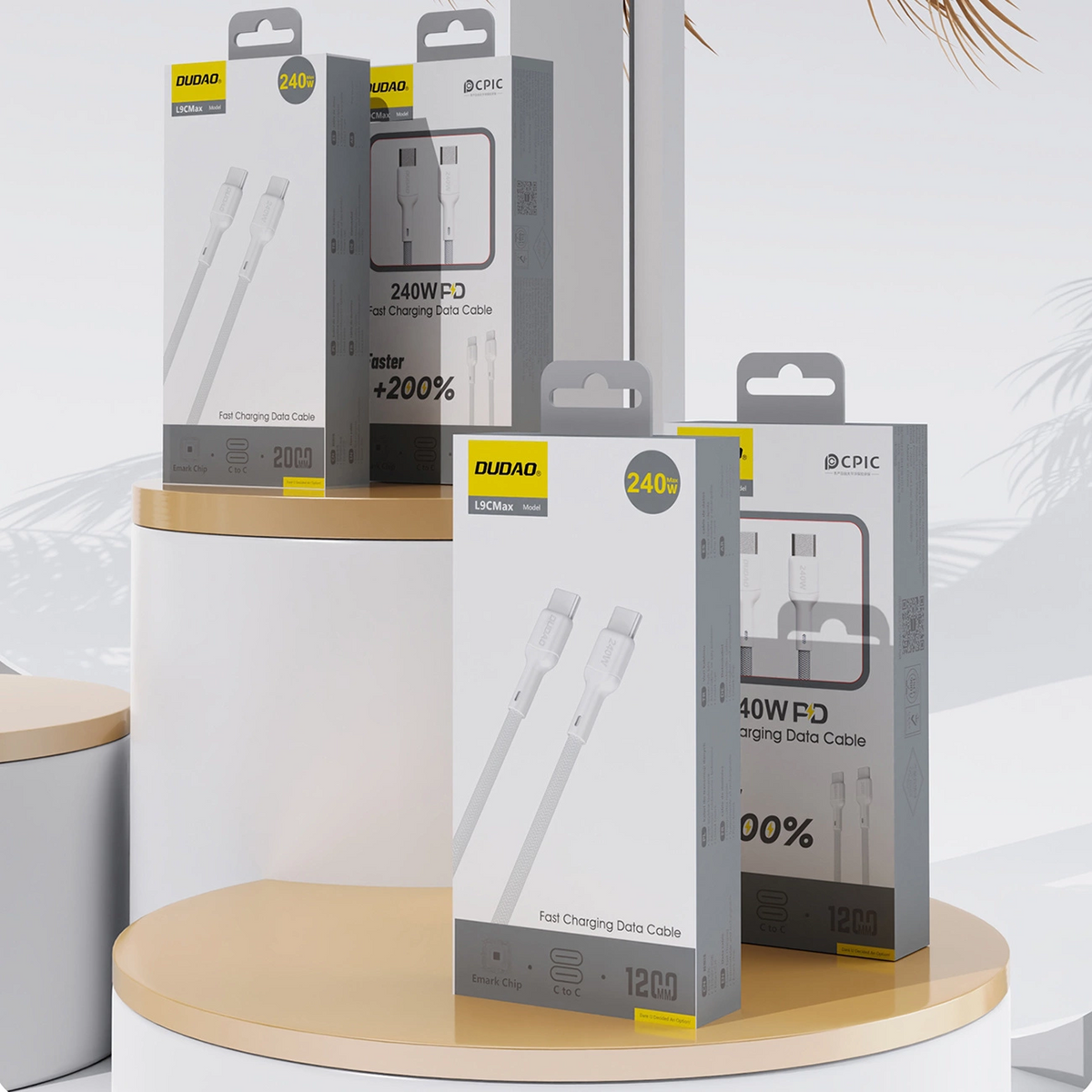 USB-C Data- en Oplaadkabel - USB-C Dudao L9C Max, 240W, 1,2m, Wit