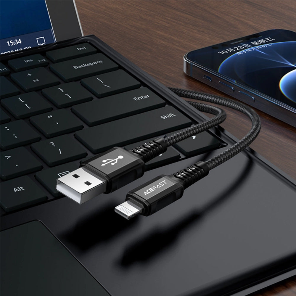 Câble de Données et de Charge USB-A - Lightning Acefast C1-02, 18W, 1.2m, Noir