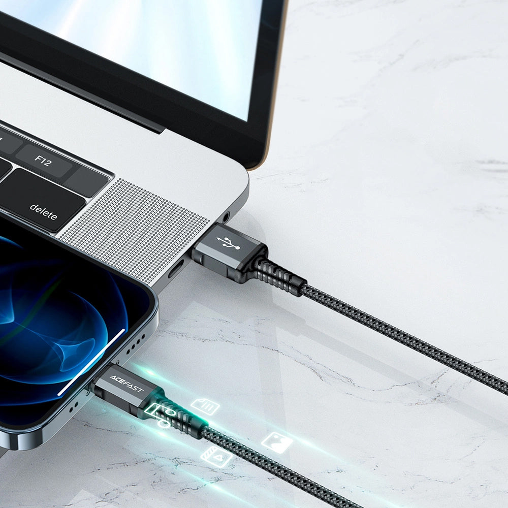 Câble de Données et de Charge USB-A - Lightning Acefast C1-02, 18W, 1.2m, Noir